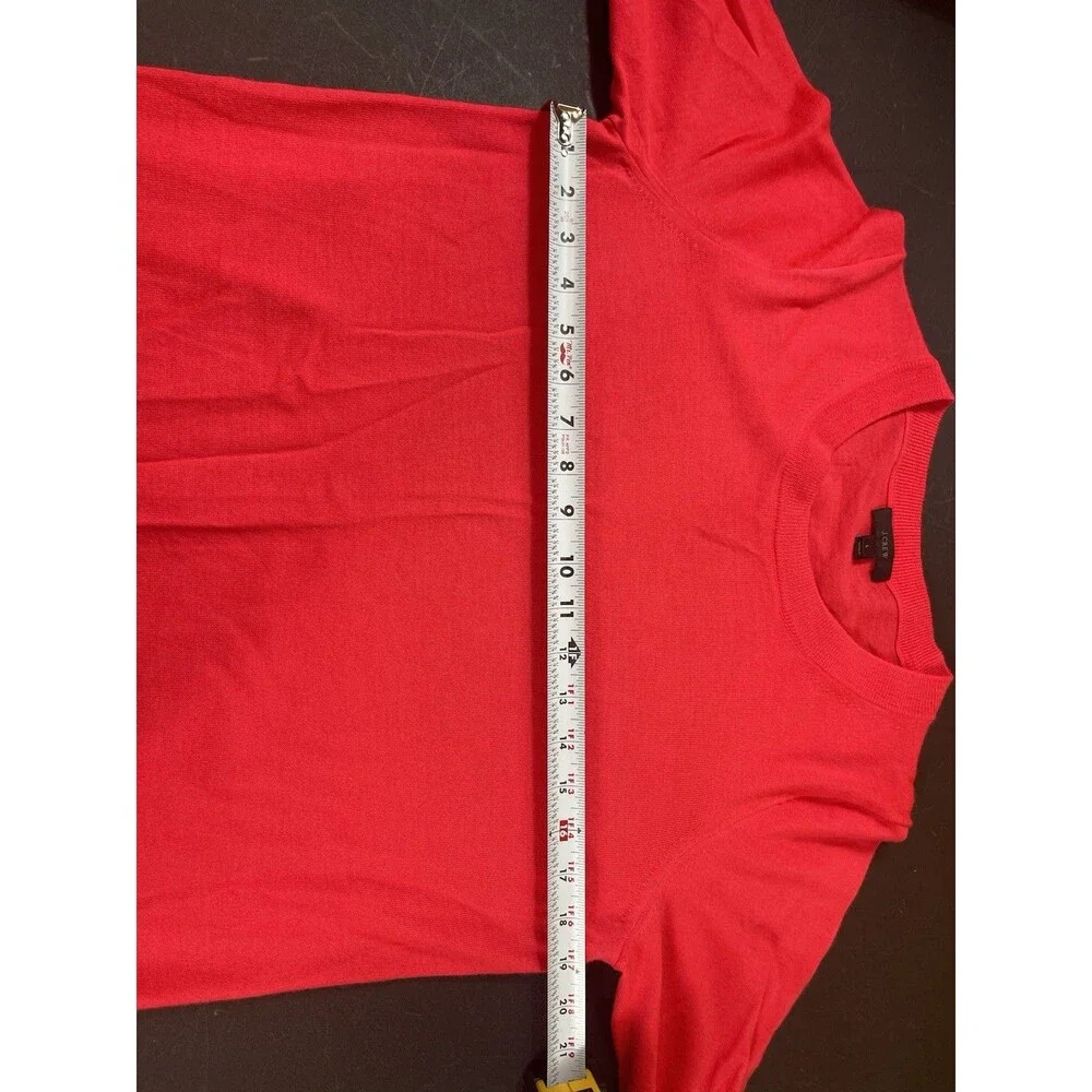 J.Crew 100% Merino Wool Sweater L Heather  Tomato Crewneck Lightweight Knit